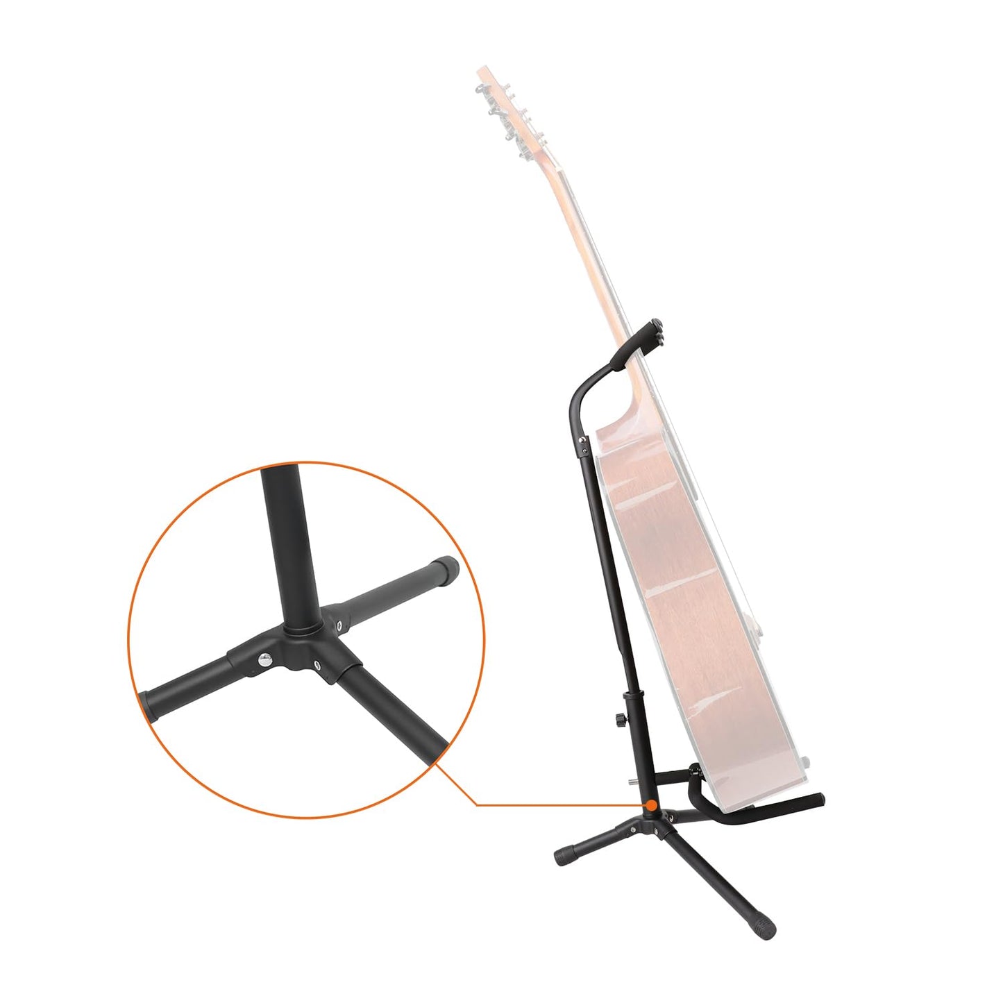 Amazon Basics Soporte Portátil Plegable para Guitarra, Diseño de Trípode Ligero con Acolchado Antideslizante, Altura Ajustable para Guitarras Acústicas, Eléctricas y Bajos, Negro