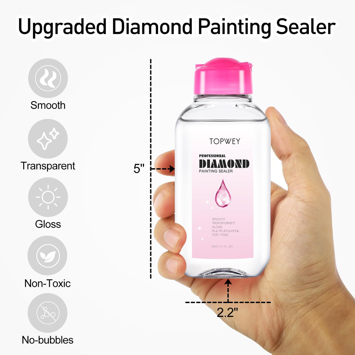 Topwey Sellador de pintura de diamantes, adhesivo de pintura de diamante con aplicador que ayuda a retener tu brillo de diamante, también aplicable a rompecabezas para adultos (125 ml 4.5 onzas)