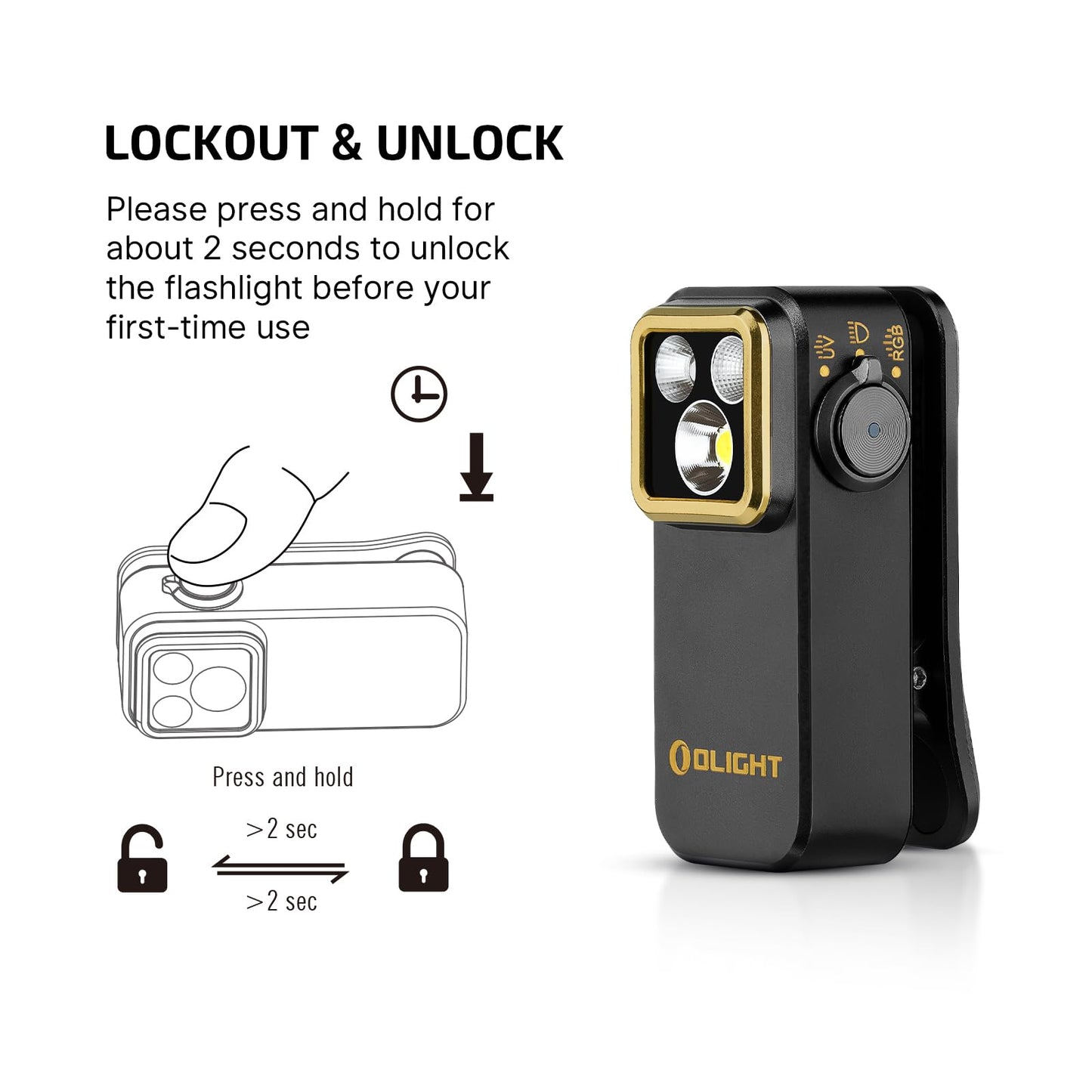 OLIGHT Oclip Pro S EDC - Linterna con clip, 600 lúmenes tipo C recargable con LED blanco, UV y RGB, luces de flash magnéticas para trabajo, señalización, inspección y uso al aire libre (negro)
