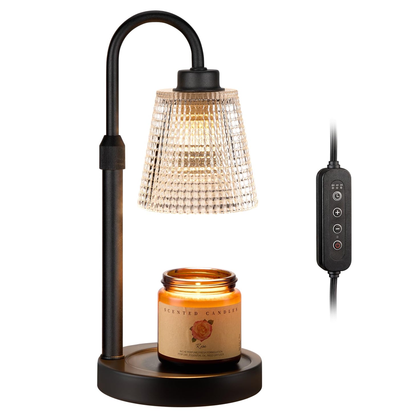 Innqoo Lámpara calentadora de velas con temporizador, calentador de velas regulable para velas en tarro, calentador de cera ajustable en altura, regalos de cumpleaños para mujeres y madres, regalos de