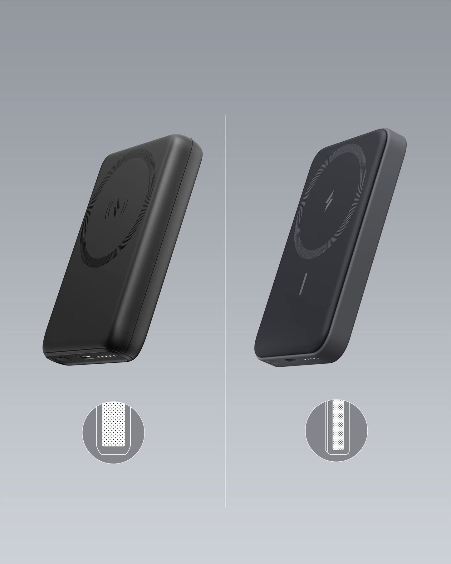 Anker 622 Cargador Portátil Magnético Inalámbrico (MagGo), Batería Externa inalámbrico Plegable de 5000 mAh y USB C para iPhone 13/12 (Gris interestelar)