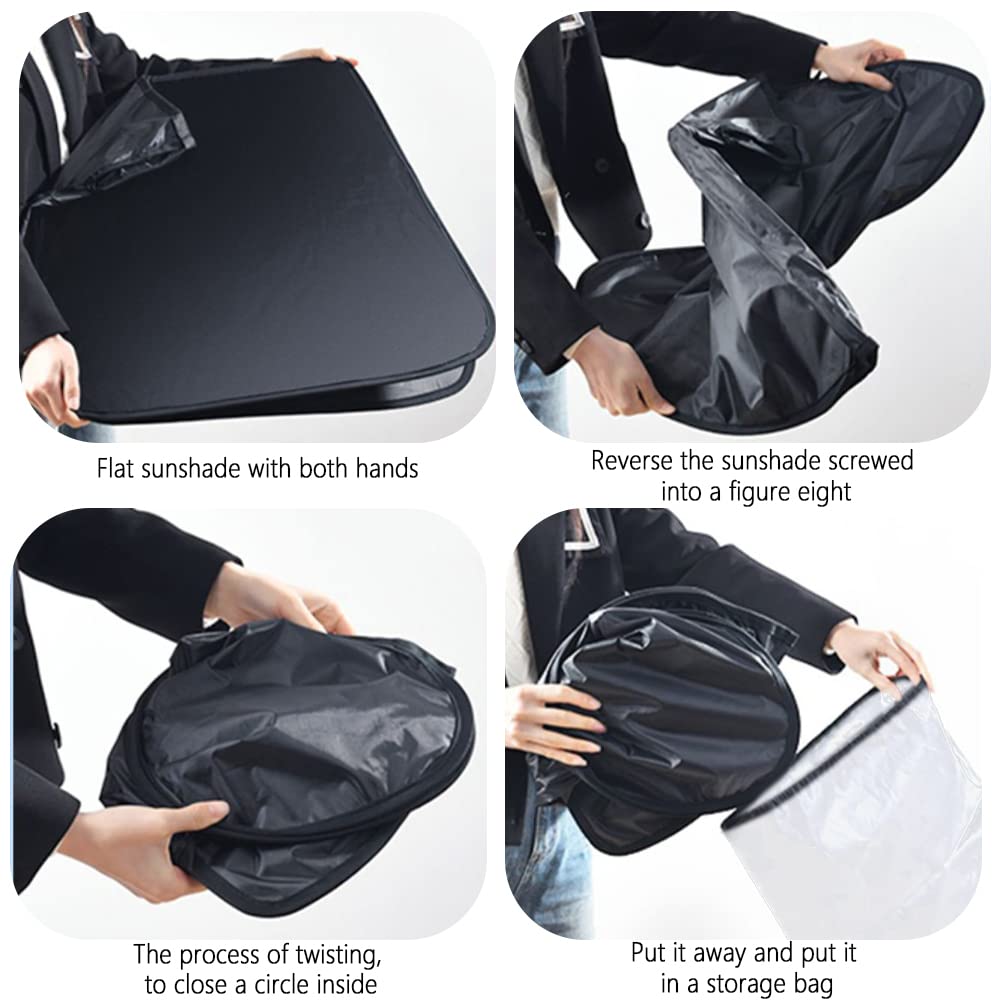 Aokdom Parasol de Vidrio Grueso 240T para automóvil y Viene con Bolsa de Almacenamiento, Mantiene el Interior del Coche Fresco, Parasol Universal para Parabrisas (57.1 x 31.5 Pulgadas)