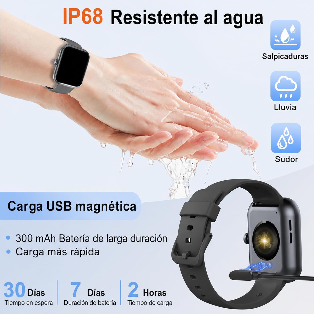2026 Reloj Inteligente Hombre Mujer, 1.96" Smartwatch con Llamadas Bluetooth y Whatsapp Notificación, IP68 Pulsera Actividad con 100+ Modos Deportivos, Pulsómetro, Monitor de Sueño para Android iOS