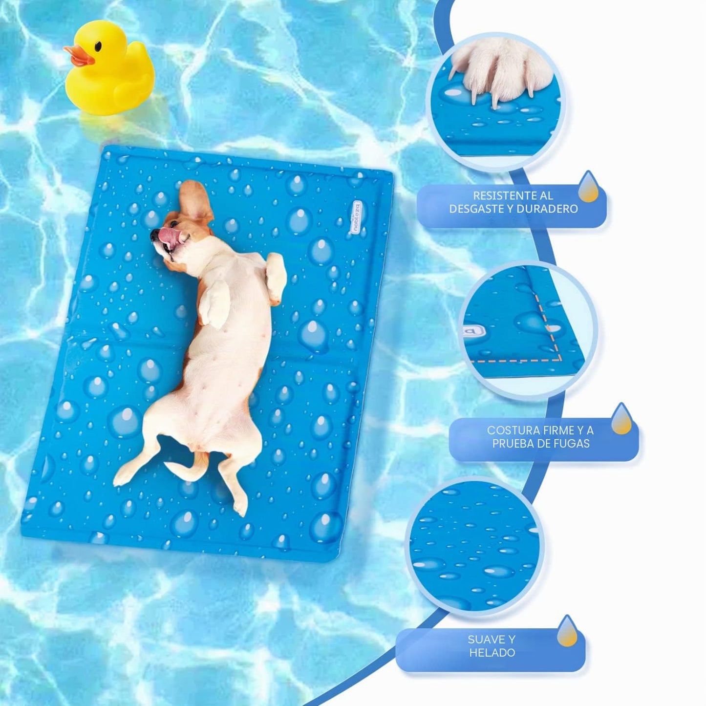 Nobleza Alfombrilla Refrescante para Perros Gatos, 90 * 50cm Manta Refrigerante Perro, Cama Perro Refrescante para Mascotas Mmediano a Grande, Alfombra de Gel Activada por Presión, L
