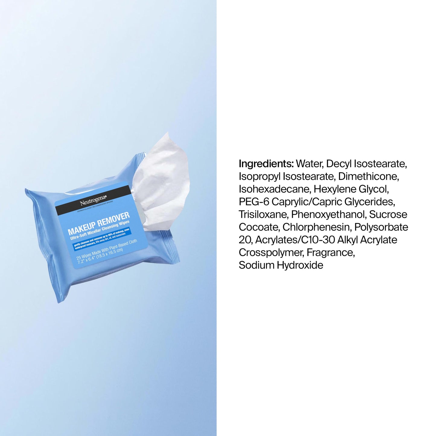 Neutrogena Makeup Remover Cleansing Towelette Singles, Daily Face Wipes To Remove Dirt, Oil, Makeup & Waterproof Mascara, Individually Wrapped, 20 Count