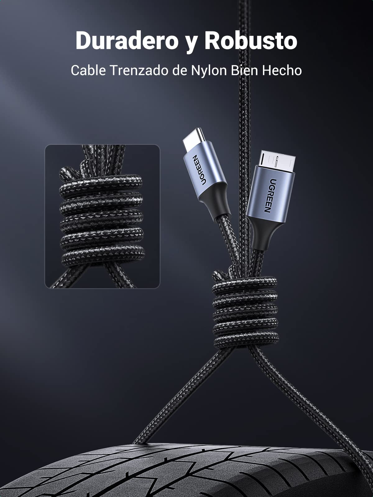 UGREEN USB C a Micro 3.0 Cable Tipo C de Disco Duro Externo Compatible con Caja SSD (1M)
