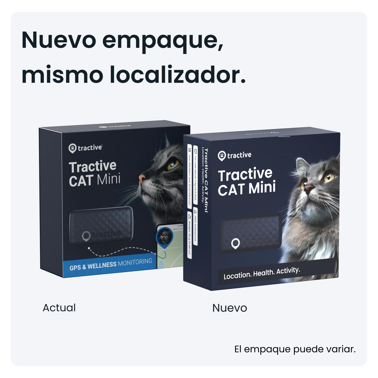 Tractive - Collar gato GPS Mini, Localización en tiempo real, Historial de ubicaciones, Avisos de salud, Monitor de actividad, Collar incluido
