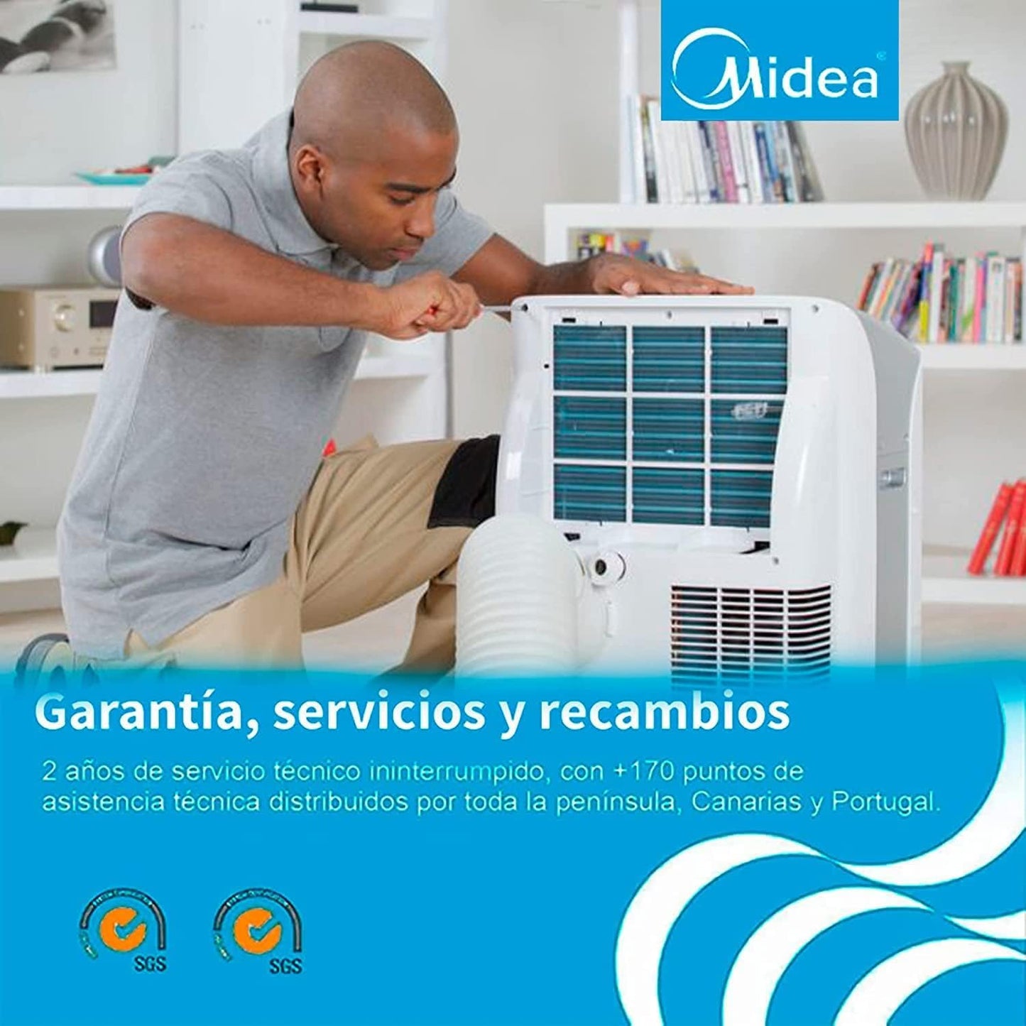 MIDEA Pingüino Aire Acondicionado Portátil Frío y Calor 3000 Frigorías / 12000 BTU - Climatizador silencioso con bomba 3500 W Air conditioner 4 modalidades con kit de ventana y control remoto