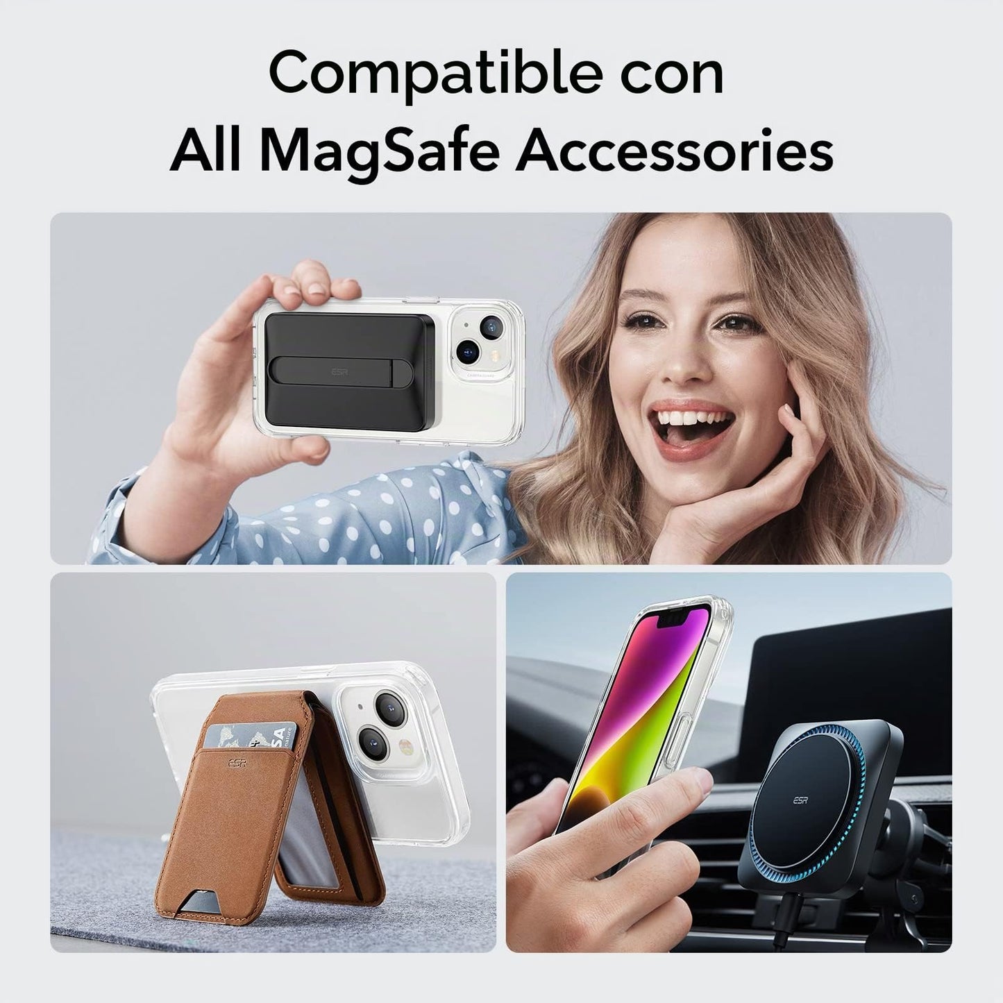 ESR Funda para iPhone 14/iPhone13, Compatible MagSafe, Protección Grado Militar a Prueba Golpes, Funda Magnética para iPhone 14/iPhone13, Funda Híbrida Classic (HaloLock), Transparente
