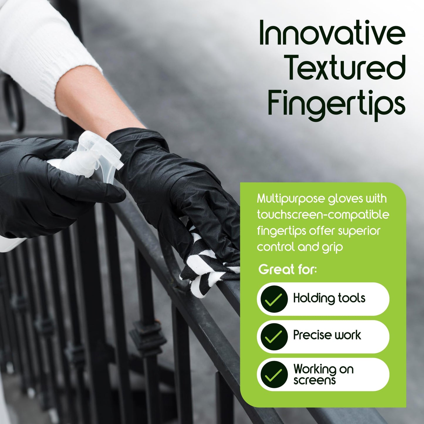 Inspire Guantes desechables de nitrilo negro | 4.5 guantes desechables de nitrilo negro | 4.5 guantes negros desechables de nitrilo resistentes a los químicos para limpieza médica de cocina (negro,