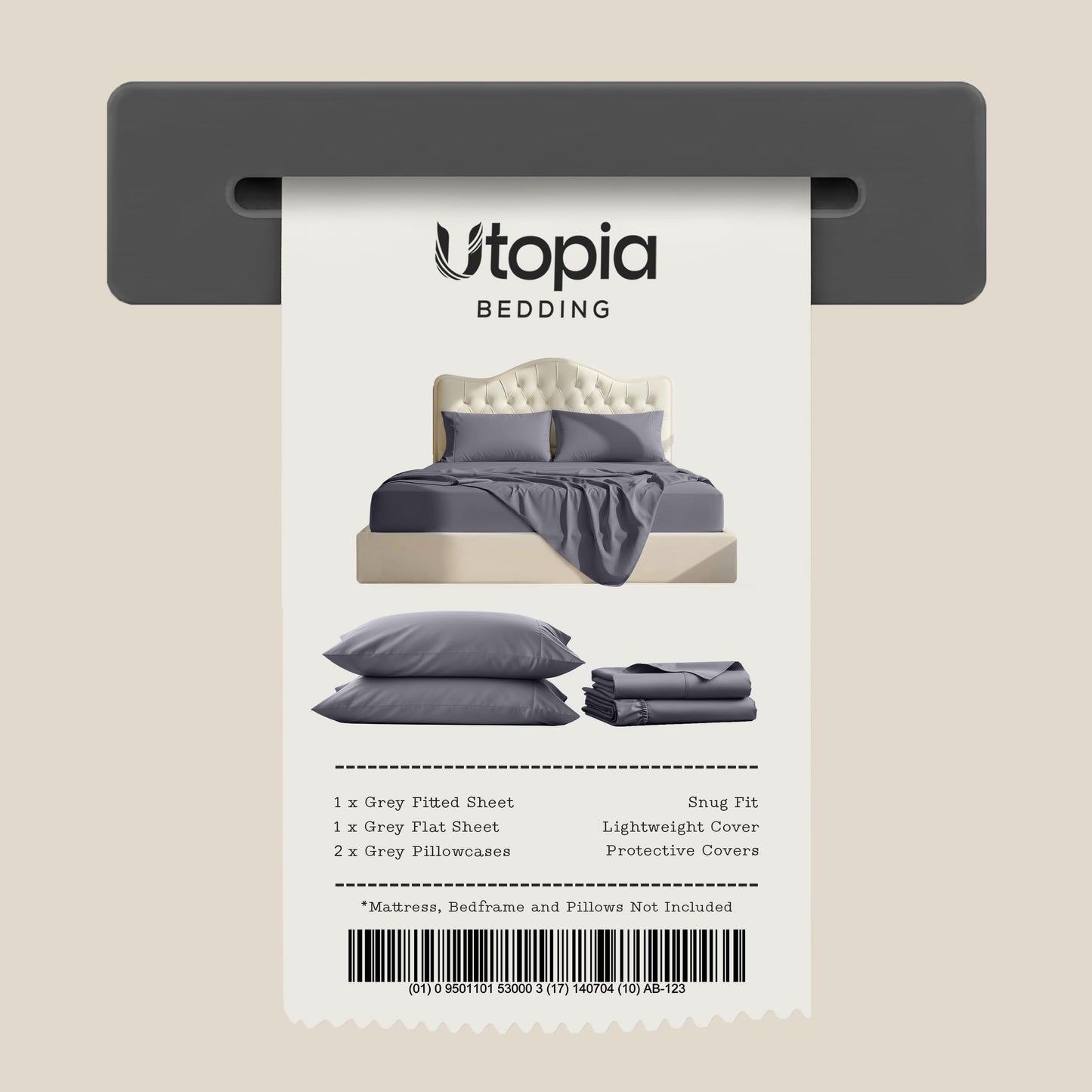 Utopia Bedding Juego de sábanas de Microfibra de 4 Piezas (Queen, Gris)