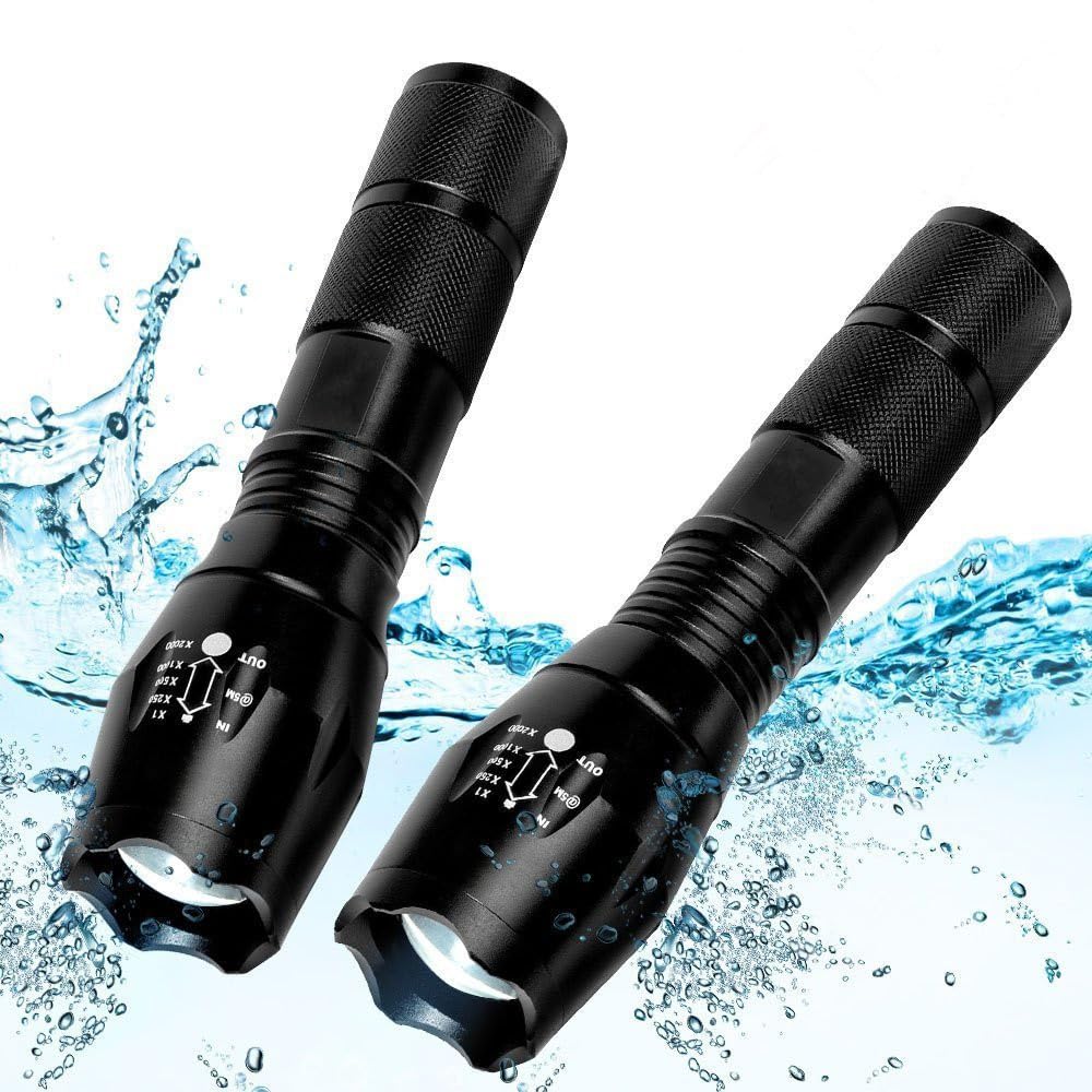 Linterna táctica de grado militar con 5 modos funcionamiento, XML T6 3000 lúmenes, led, impermeable, para una mano, acampada, ciclismo, senderismo, actividades al aire libre o emergencias en el