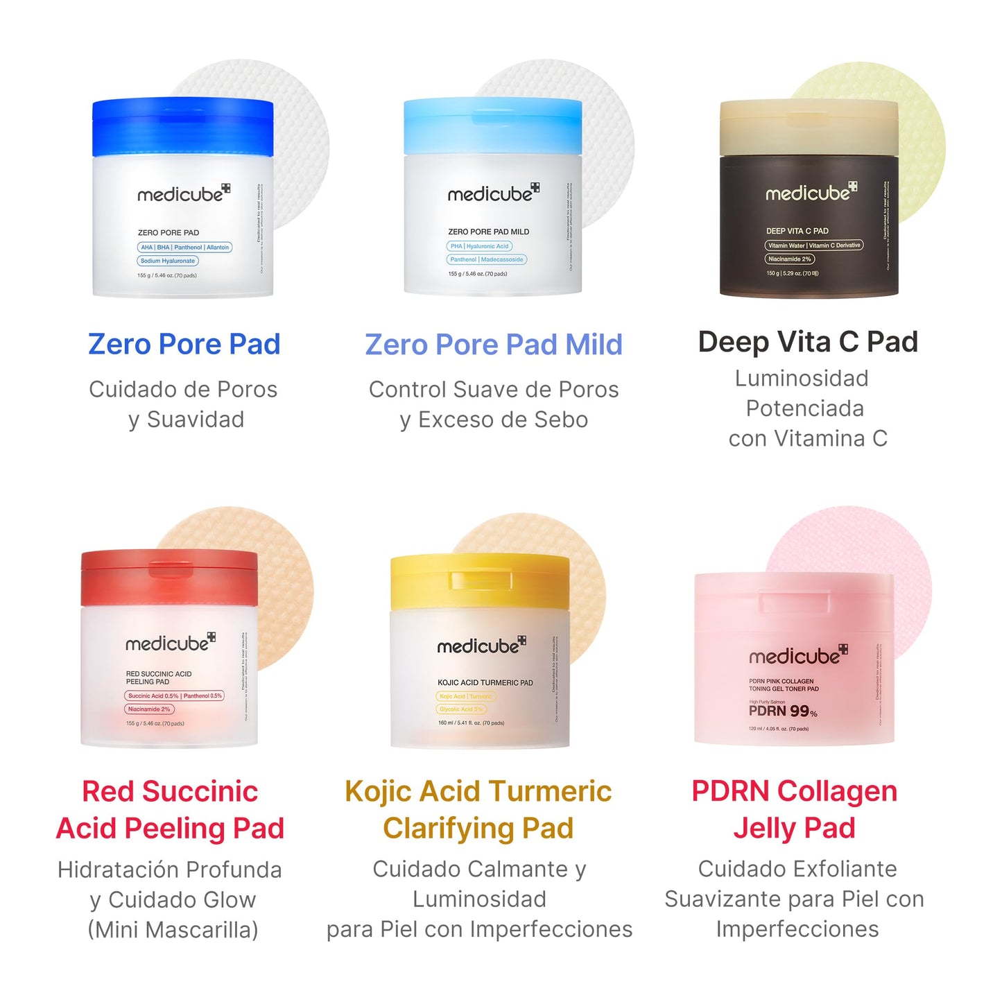 medicube Zero Pore Pad 2.0 - Almohadillas Faciales de Doble Textura con Ácidos Exfoliantes (4,5% AHA y 0,45% BHA) para Exfoliación y Poros Visiblemente Más Finos, Skincare Coreano, 70 Discos