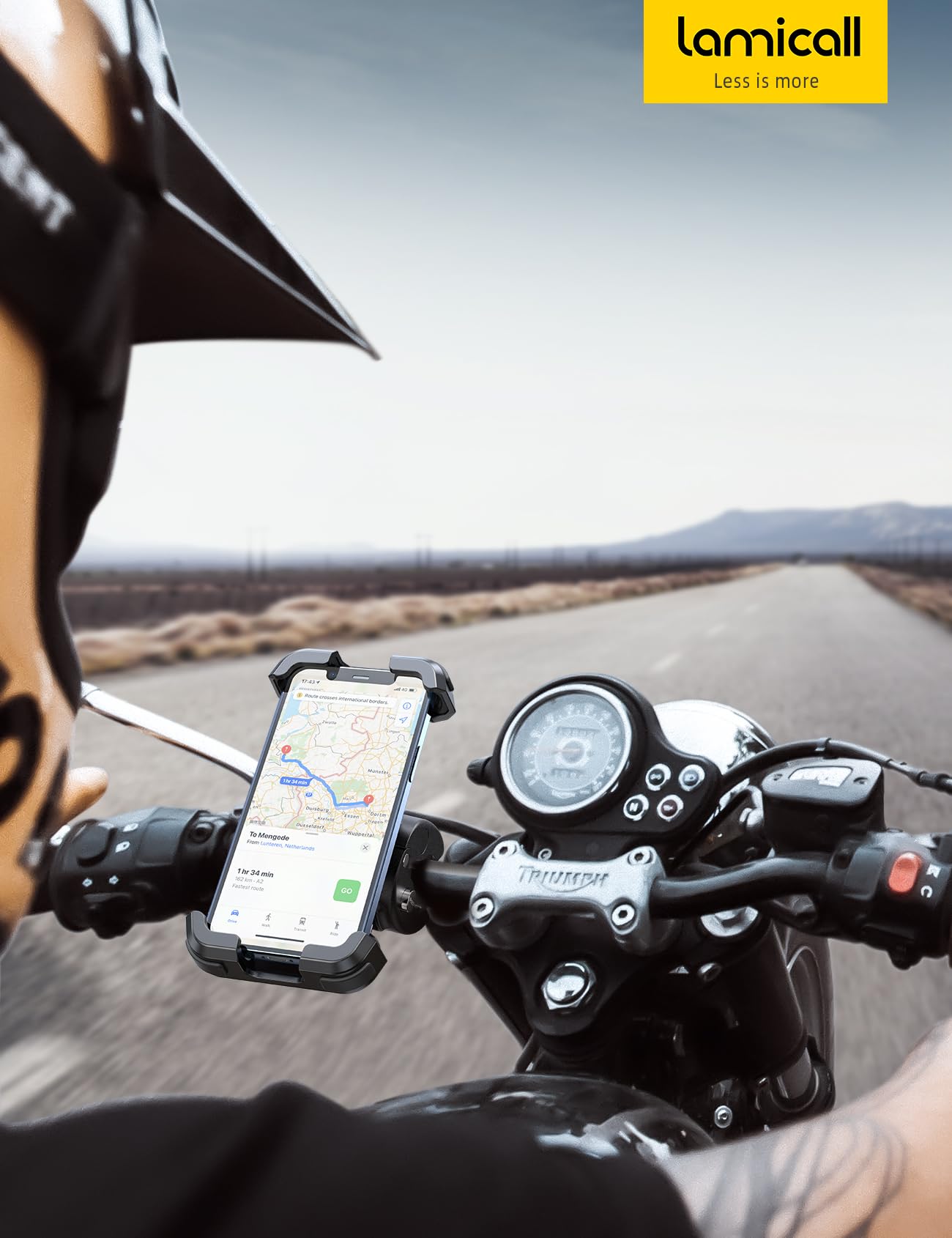 Lamicall Soporte Móvil Bicicleta, Soporte Móvil Moto - 360°Rotación, Liberación con un Botón, Soporte Teléfono Bici para iPhone 17 16 15 14 13 Pro MAX/Plus/Mini, Samsung, Huawei, 4.7-6.8” Smartphone