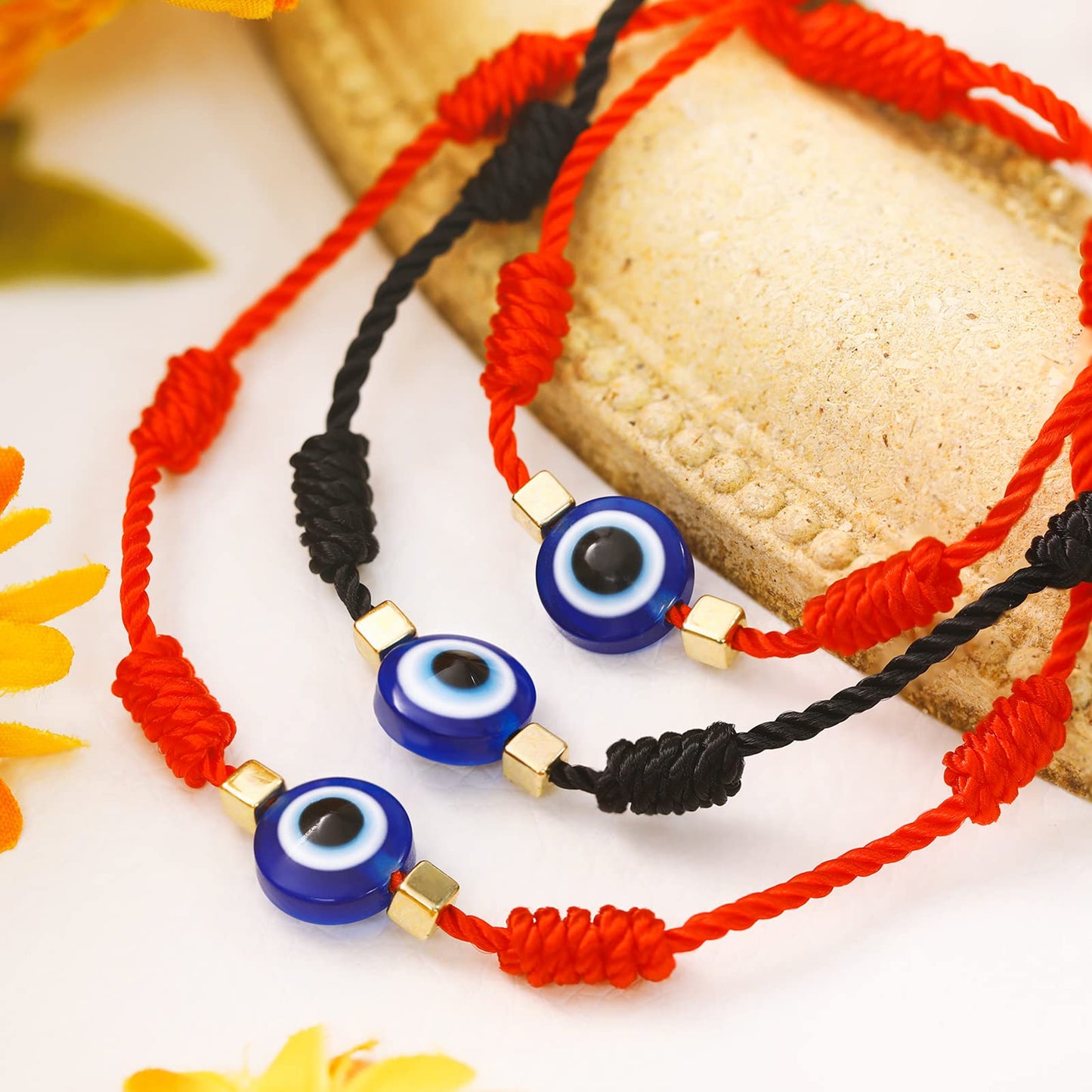 32 pulseras de ojo malvado ajustables con nudo de ojo malvado pulsera de buena suerte amuleto brazalete de cuerda trenzada pulsera de mal de ojo encanto playa pulsera para mujeres hombres, One Size