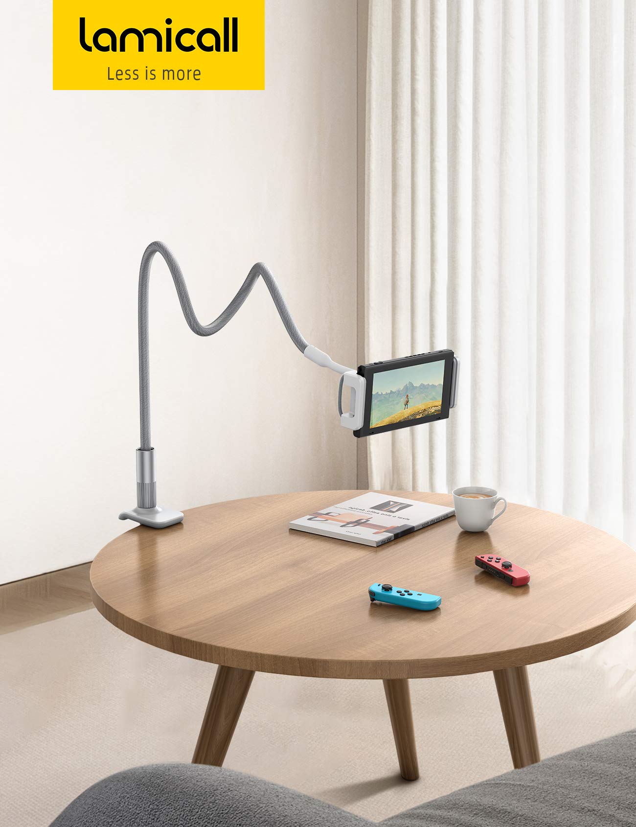 Lamicall RR Wcydc Soporte para Tablet con Cuello de Cisne, Soporte Flexible para Tablet Compatible con iPad Mini Pro, Air, Switch, Galaxy Tabs, más Dispositivos de 4.7 a 10.5 Pulgadas, Color Gris