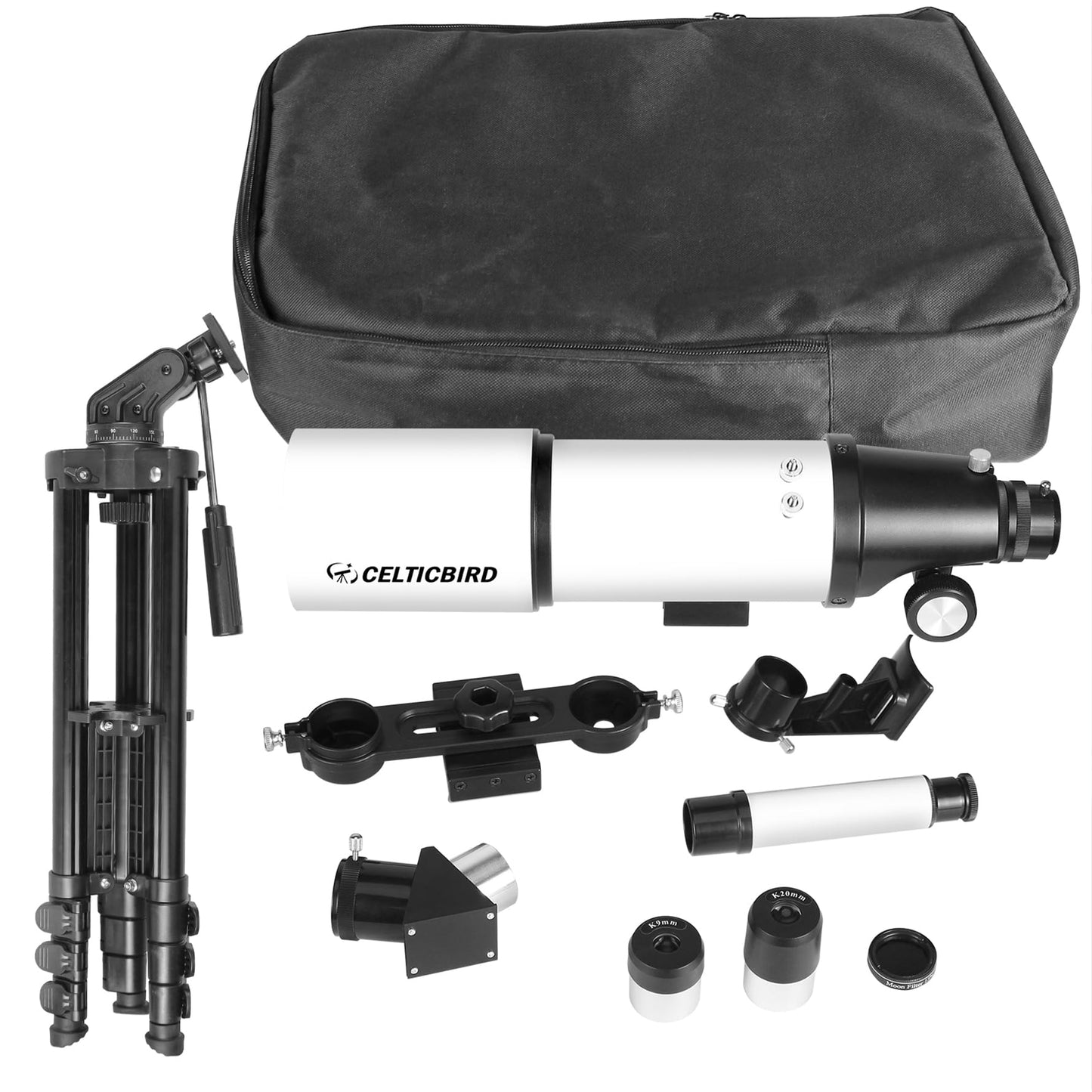 Celticbird Telescopio 80 mm Apertura Telescopio Refractor portátil astronómico Revestimientos de Alta transmisión Totalment (80460)