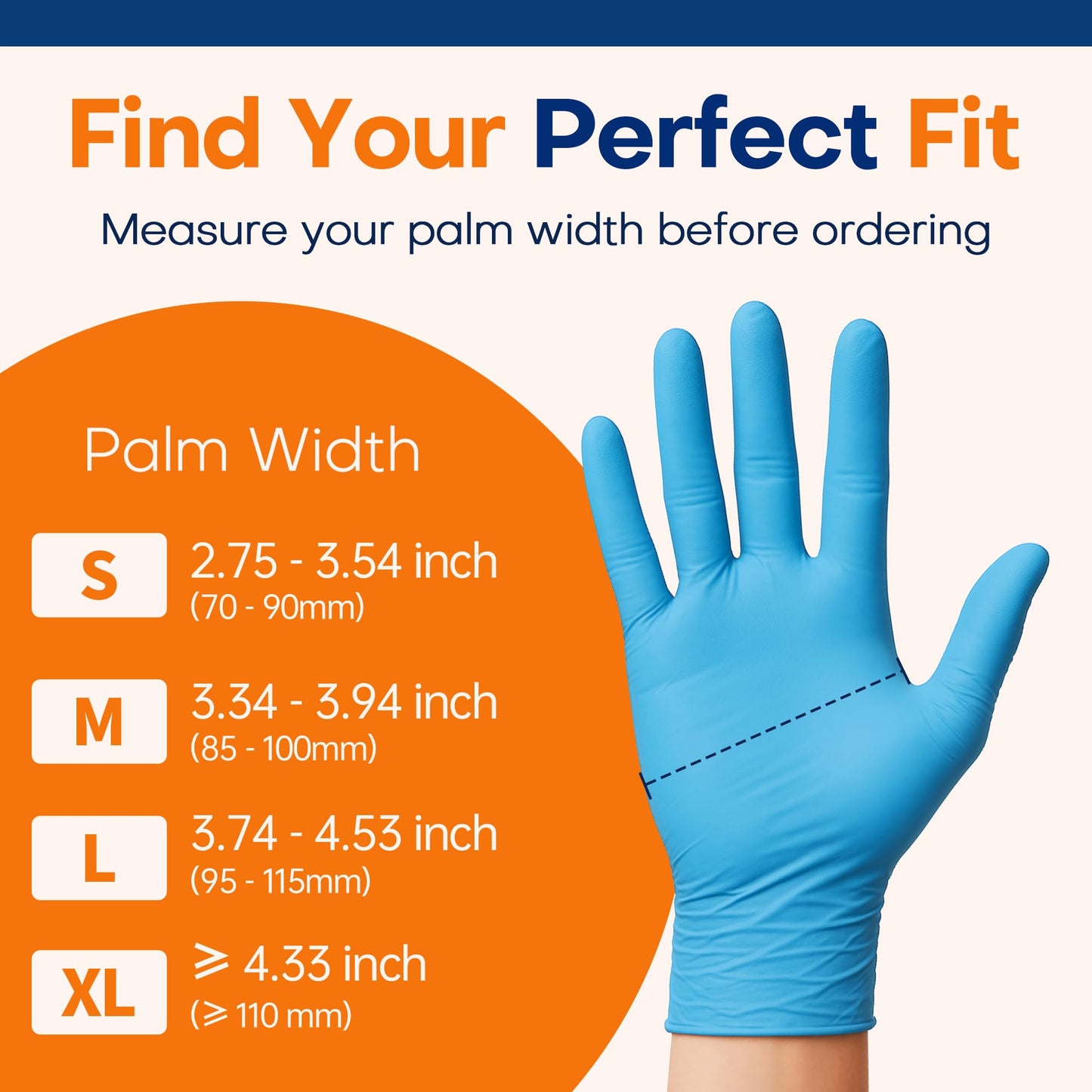 Supmedic Guantes médicos desechables de nitrilo de 3.5 mil, sin polvo, sin látex, caja de 100 unidades (azul) (grande)