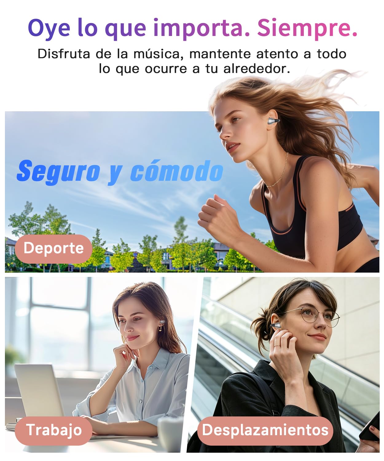 Paekole Auriculares Inalámbricos Bluetooth 6.1 Open Ear Clip, Auriculares Deportivos con Pantalla LED 80H, Cancelación de Ruido ENC, IPX7 Impermeable, Cascos Inalámbricos para Running y Oficina