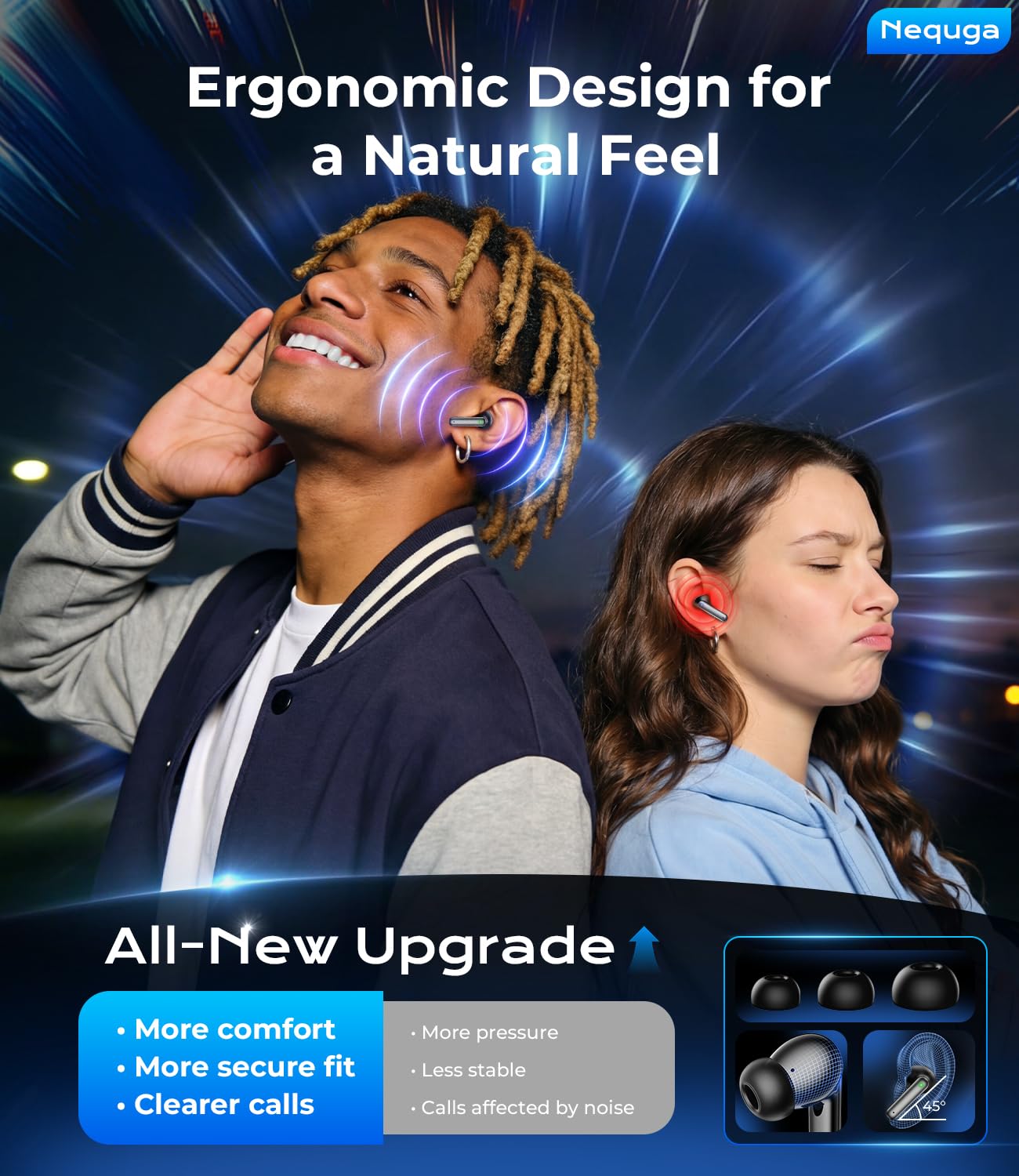 Auriculares inalámbricos Bluetooth, 50 horas de reproducción, con micrófono y pantalla digital LED, funda de carga, IPX7, impermeables, para iPhone y Android, tono