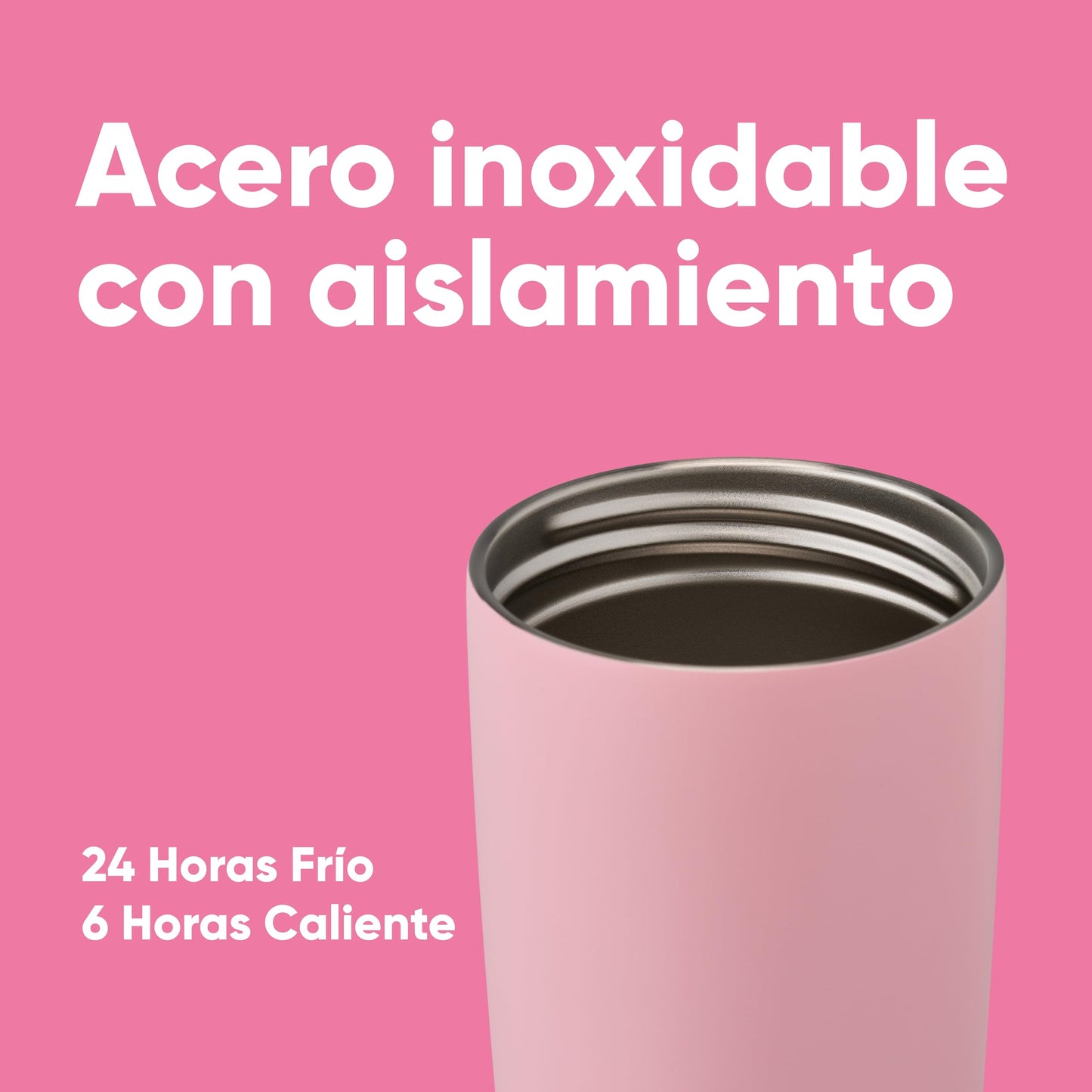 Owala SmoothSip Slider vaso térmico de café de acero inoxidable, 590ml, vaso reutilizable para café helado, taza termica cafe para llevar, sin BPA, termo cafe, Pucker Up