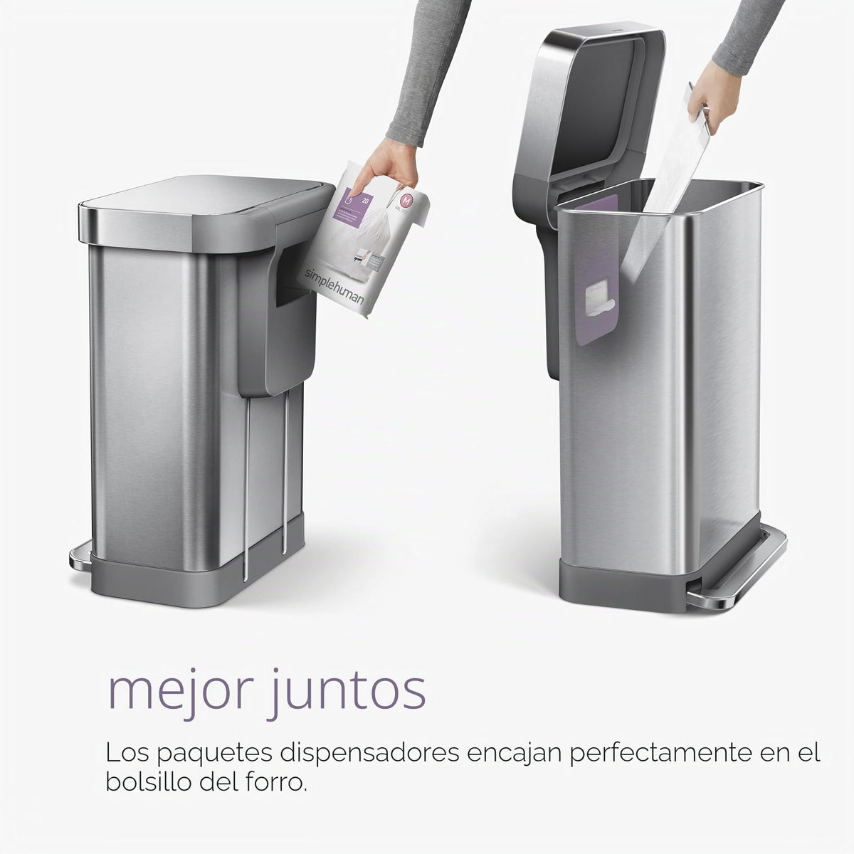 simplehuman Code H Bolsas de basura con cordón de ajuste personalizado, 30-35 litros/8-9 galones, color blanco, 100 unidades