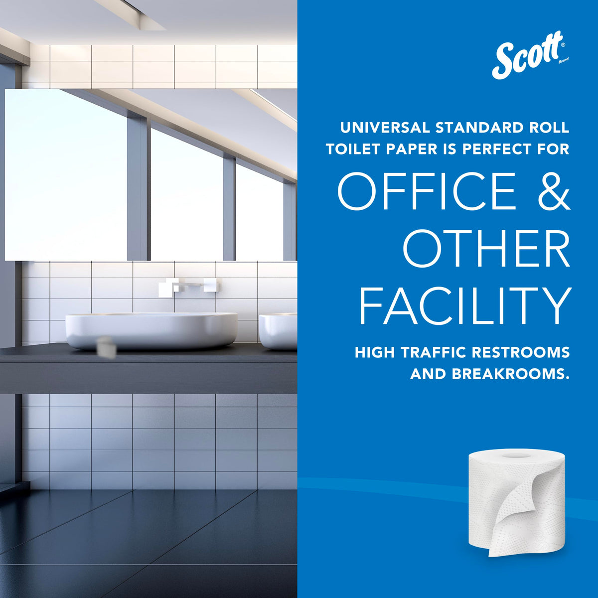 Scott Essential Professional 100% papel higiénico a granel de fibra reciclada para negocios (13217), rollos estándar de 2 capas, blanco, 80 rollos/caja, 506 hojas/rollo (el embalaje puede variar)
