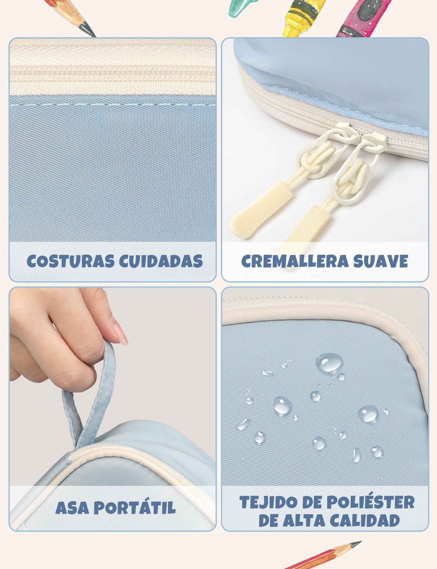 SUNEE Estuche Escolar Grande con Compartimentos, Multiusos Estojo Escolar Colegio Organizador de Papeleria Pencil Case para Niñas, Niños, Adolescentes, Mujeres, Hombres,Azul