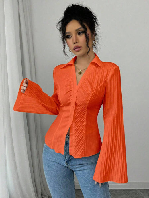 Elenzga Camisa de estilo francés para mujer, cintura ceñida, casual de otoño y primavera para mujeres