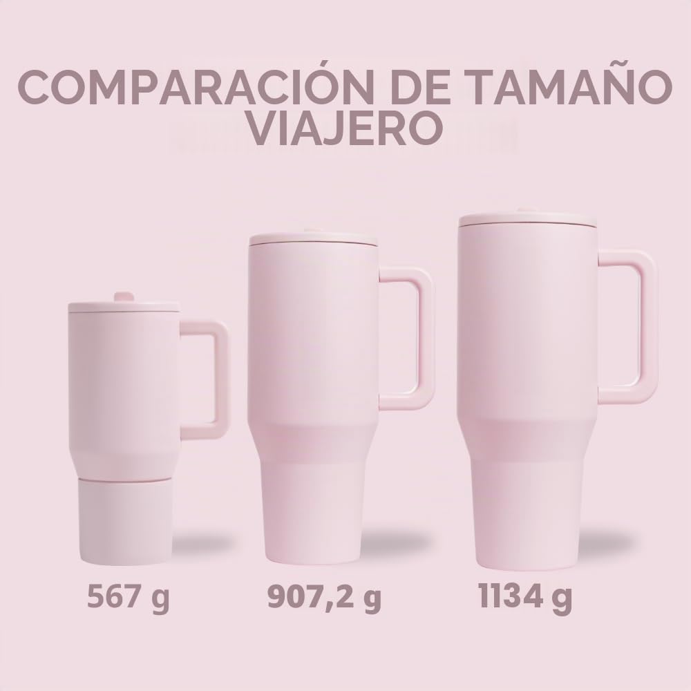 HydroJug Traveler - Botella de agua de 32 onzas con asa y popote abatible, cabe en el portavasos, vaso resistente a fugas, reutilizable, aislado, acero inoxidable y base de goma, regalos para mujeres