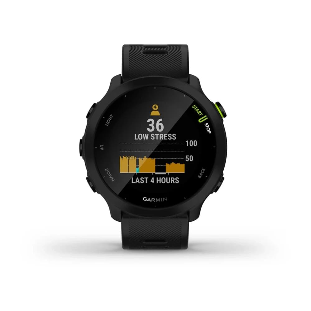 Garmin Forerunner 55, Reloj inteligente para running con GPS, Planes de entrenamiento, Notificaciones y seguimiento del bienestar, Color Negro