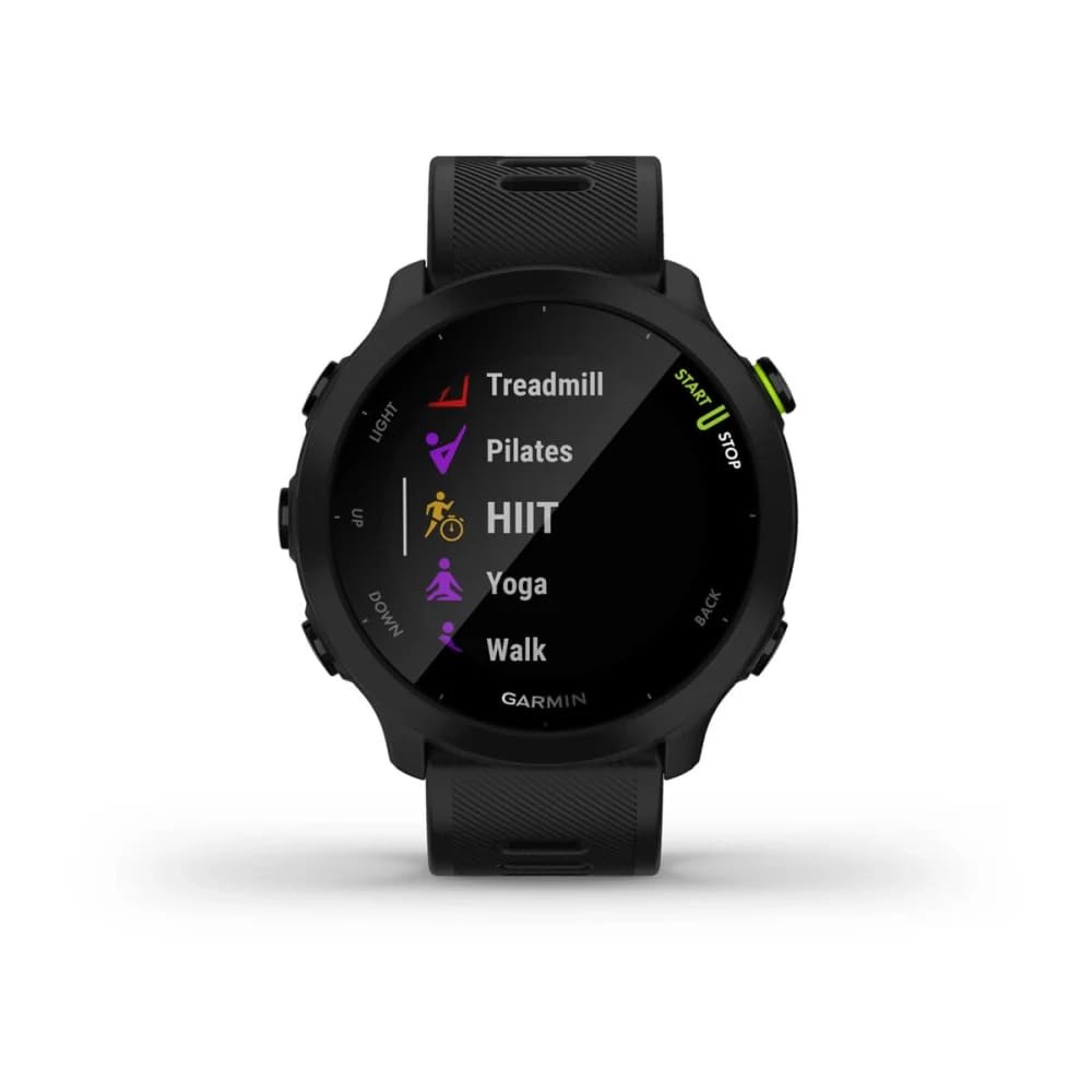 Garmin Forerunner 55, Reloj inteligente para running con GPS, Planes de entrenamiento, Notificaciones y seguimiento del bienestar, Color Negro