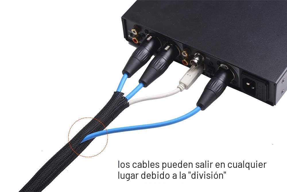 Alex Tech 13mm-3.1m Manguito de Cable Auto-Cierre Recoge Cables Cubre Cables Organizador Cables Funda Cables para Computadora PC Automotriz - Negro