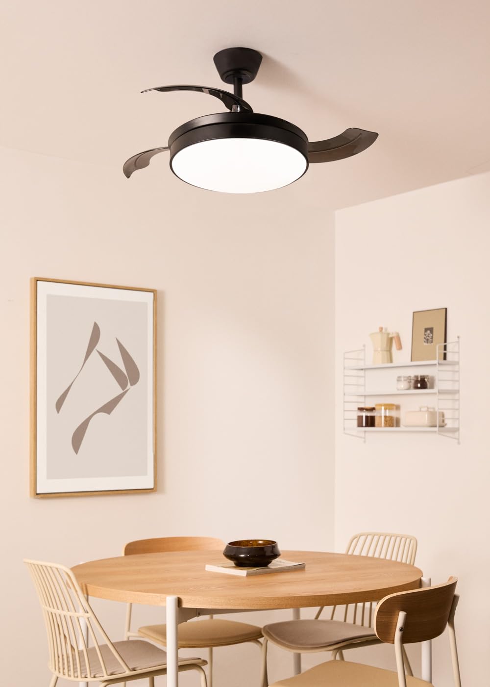 CREATE / WIND CLEAR M/Ventilador de techo con luz blanco con mando / 40W, Ø108 cm, temporizador, 6 velocidades, aspas retráctiles, 3 temperaturas de luz, función verano-invierno