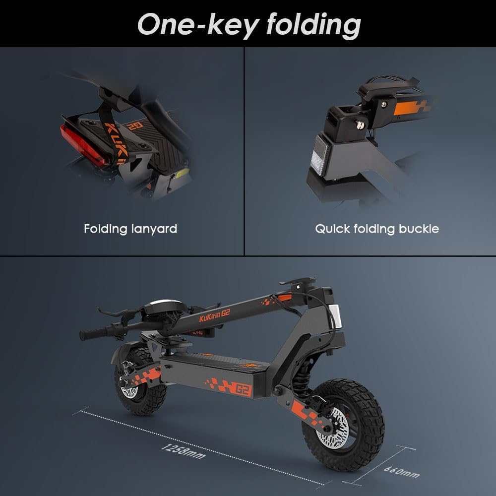 Kukirin G2 Patinete eléctrico Plegable, batería de 48 V 15 Ah, neumáticos de 10 Pulgadas, autonomía de 55 km, Pantalla táctil, Frenos de Disco Delanteros y Traseros, Patinete eléctrico para Adultos
