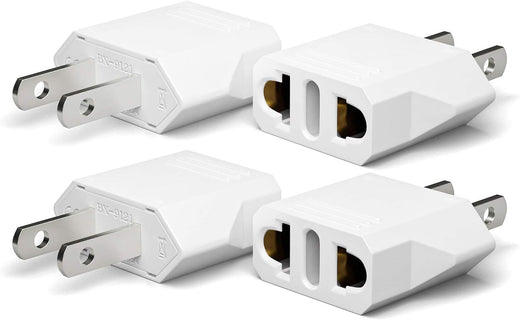 Oliveria Adaptador Enchufe Europeo a Americano, 4 Piezas para Europa/USA/China/JapÃ³n/CanadÃ¡/MÃ©xico - Blanco