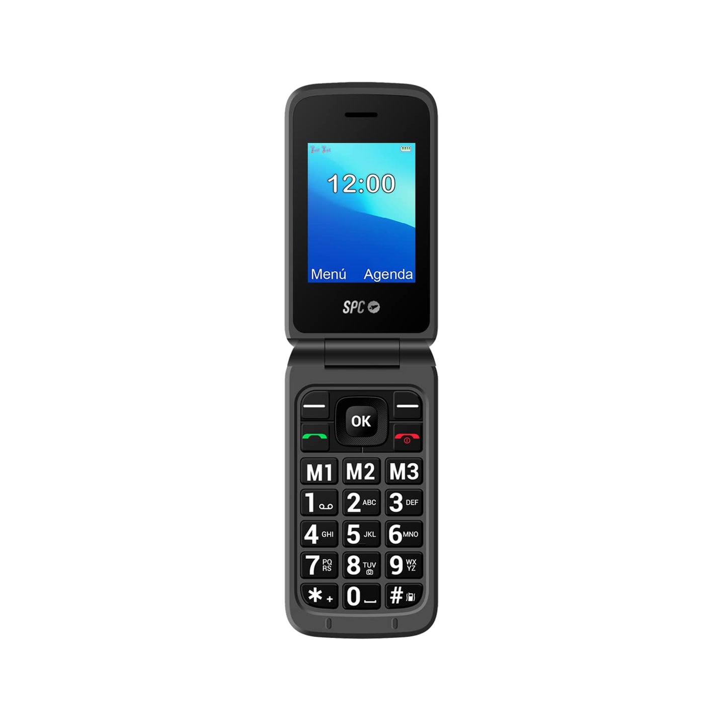 SPC Stella 2 - Teléfono móvil de Tapa para Mayores, Botones y Teclas Grandes, fácil de Usar, configuración remota, botón SOS, USB-C, 3 memorias directas, Base de Carga, Color Negro