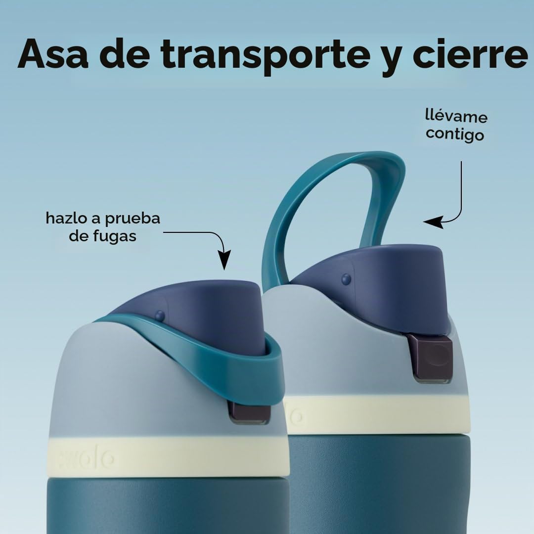 Owala FreeSip botella agua acero inoxidable con pajita, 710 ml - Botella térmica a prueba de fugas para el deporte y los viajes, sin BPA, Denim