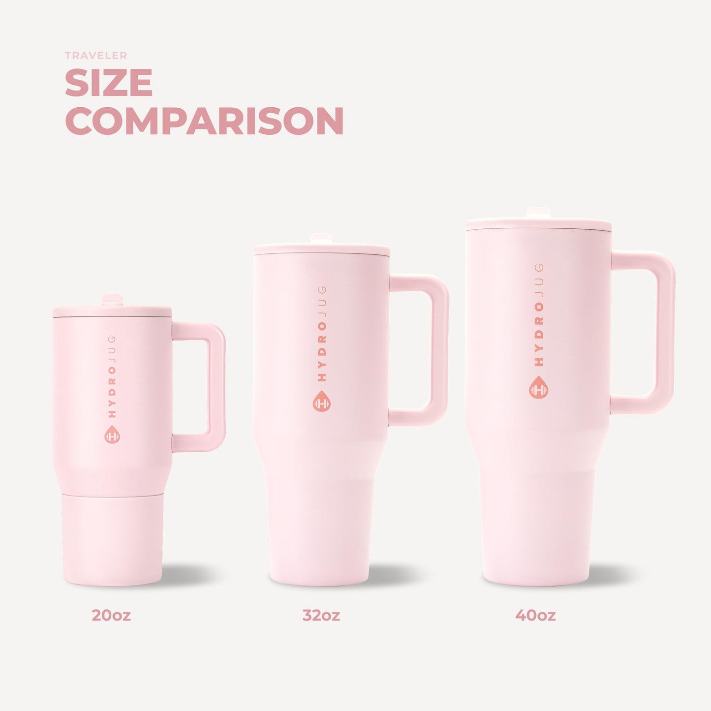 HydroJug Traveler - Taza moderna de 40 oz con asa y pajita plegable simple - Soporte para tazas de coche, botella de agua a prueba de fugas - Reutilizable aislado de acero inoxidable y base de goma