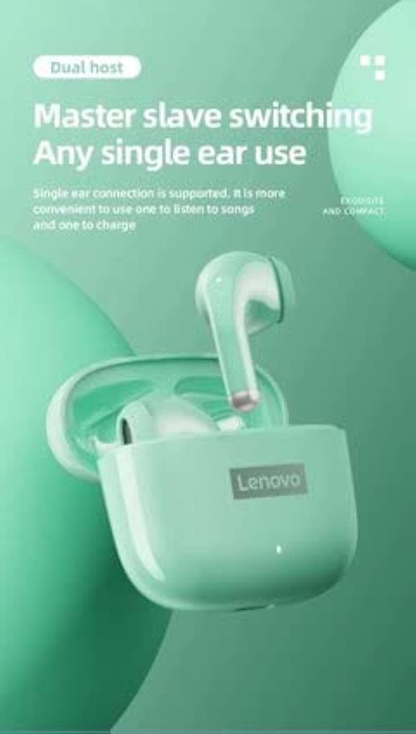 Lenovo LP40 Pro - Auriculares inalámbricos Bluetooth 5.1, 25 horas de reproducción, USB-C, carga rápida, graves profundos, control táctil, IPX5, impermeables, deportivos