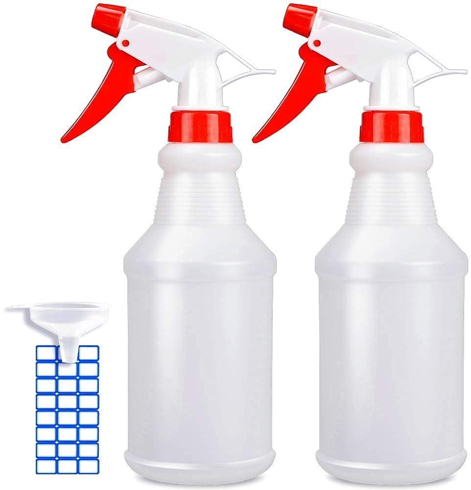 Botellas de espray vacías (16 oz2 paquetes) – Botellas de espray ajustables para soluciones de limpieza – Sin fugas y obstrucciones – Botella de pulverización de HDPE para plantas, mascotas, aerosol