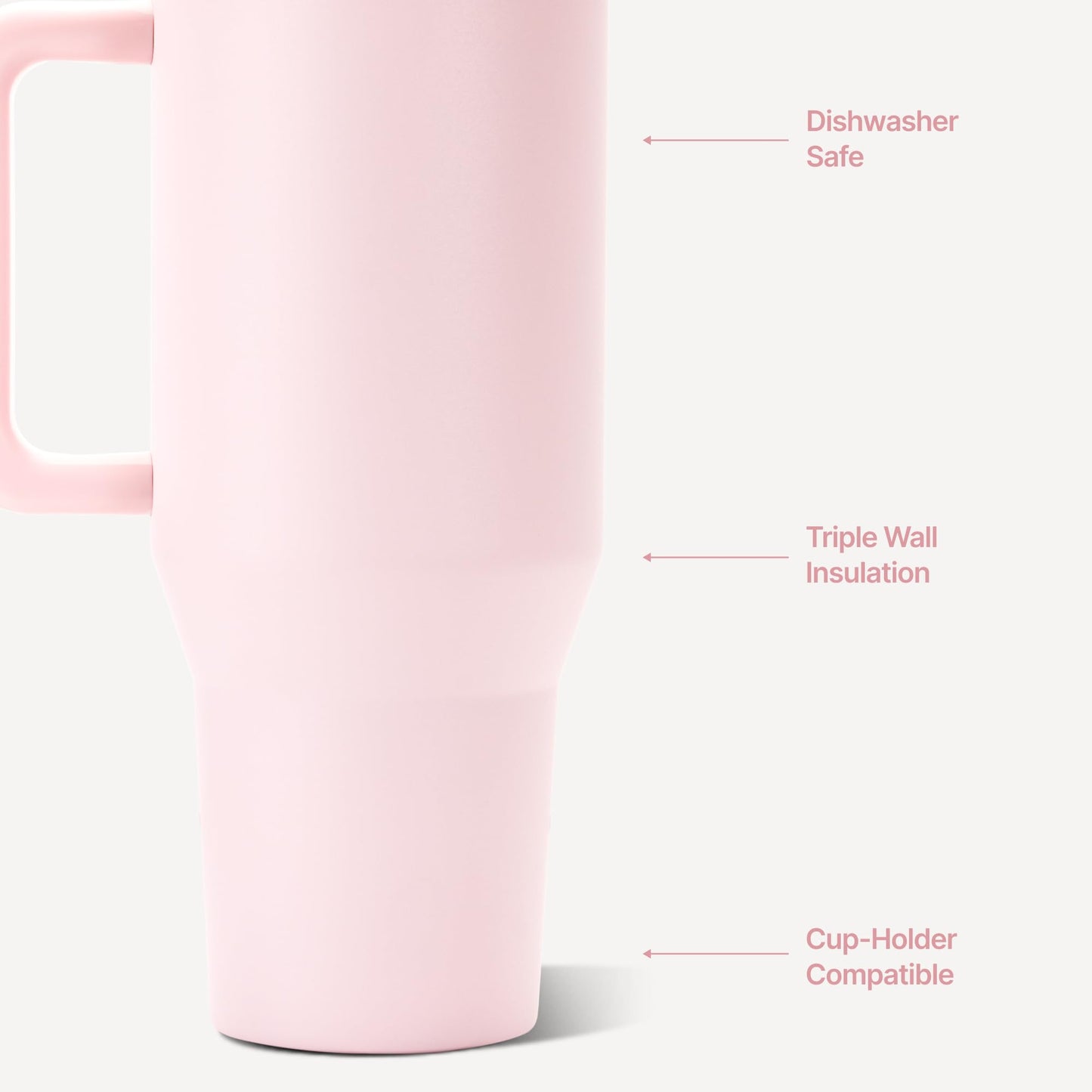 HydroJug Traveler - Taza moderna de 40 oz con asa y pajita plegable simple - Soporte para tazas de coche, botella de agua a prueba de fugas - Reutilizable aislado de acero inoxidable y base de goma