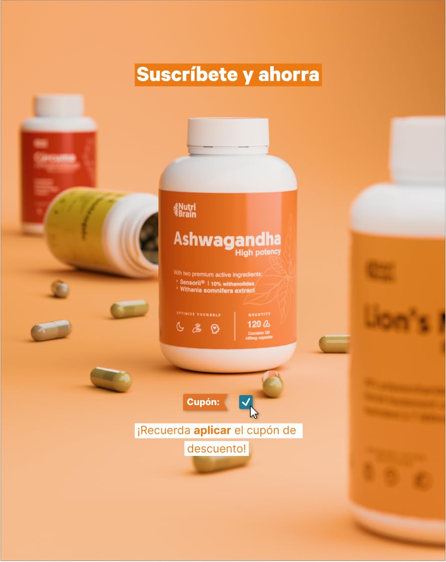 Ashwagandha Alta Potencia: Adaptógeno con Sensoril® (10% Withanólidos) | Sueño Profundo, Estrés, Bienestar, Energía, Concentración | 120 cápsulas | 4 Meses | 2x Más Concentrado que Ashwagandha KSM-66