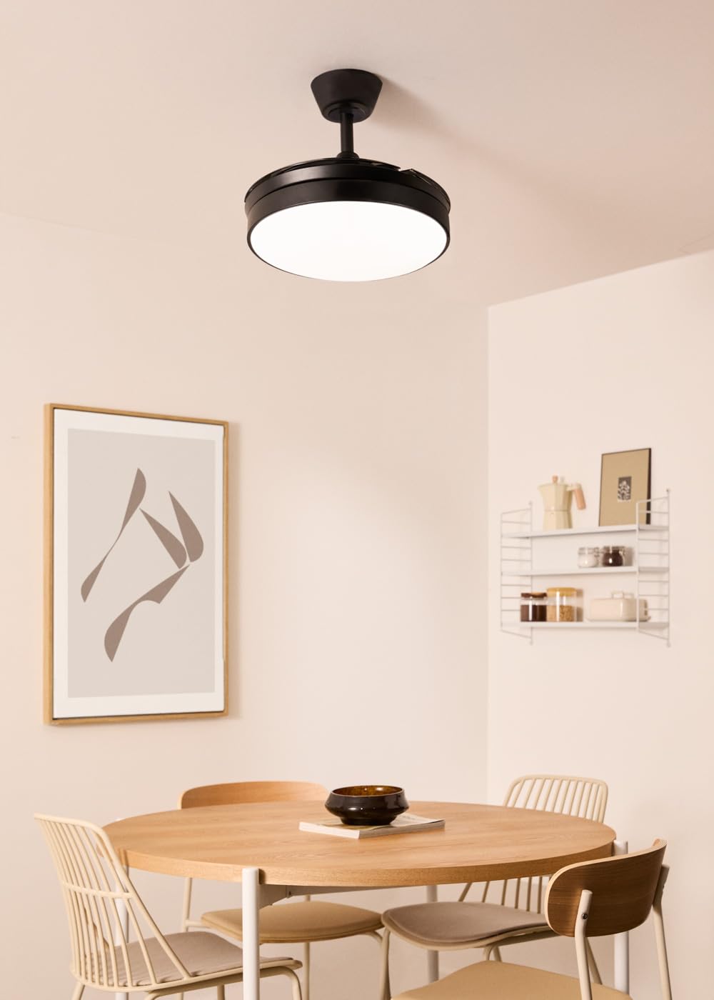 CREATE / WIND CLEAR M/Ventilador de techo con luz blanco con mando / 40W, Ø108 cm, temporizador, 6 velocidades, aspas retráctiles, 3 temperaturas de luz, función verano-invierno