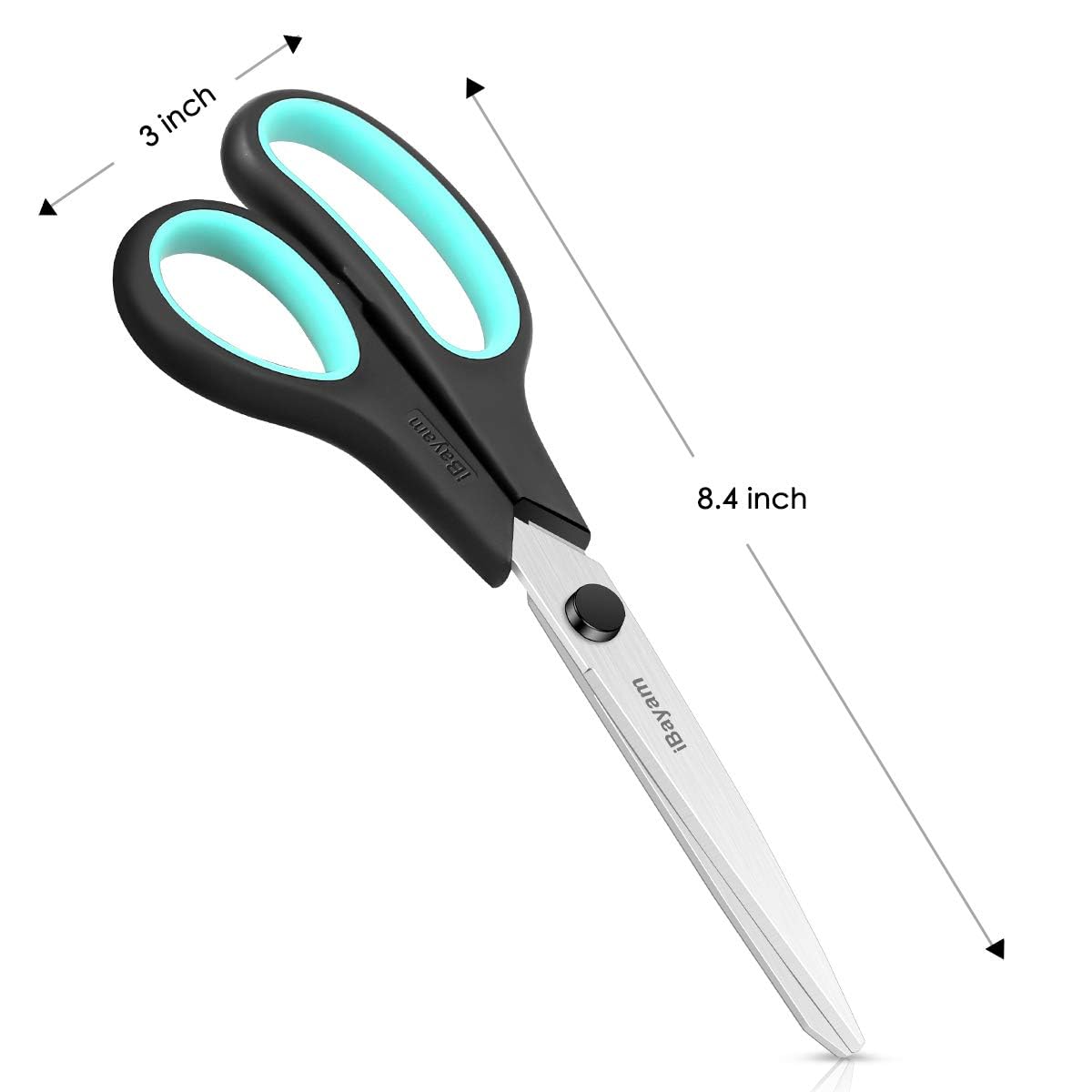 Juego de 3 tijeras de 20,3 cm, tijeras multiusos resistentes con cuchillas muy afiladas y asas de agarre cómodo, para oficina, hogar, escuela, manualidades y costura