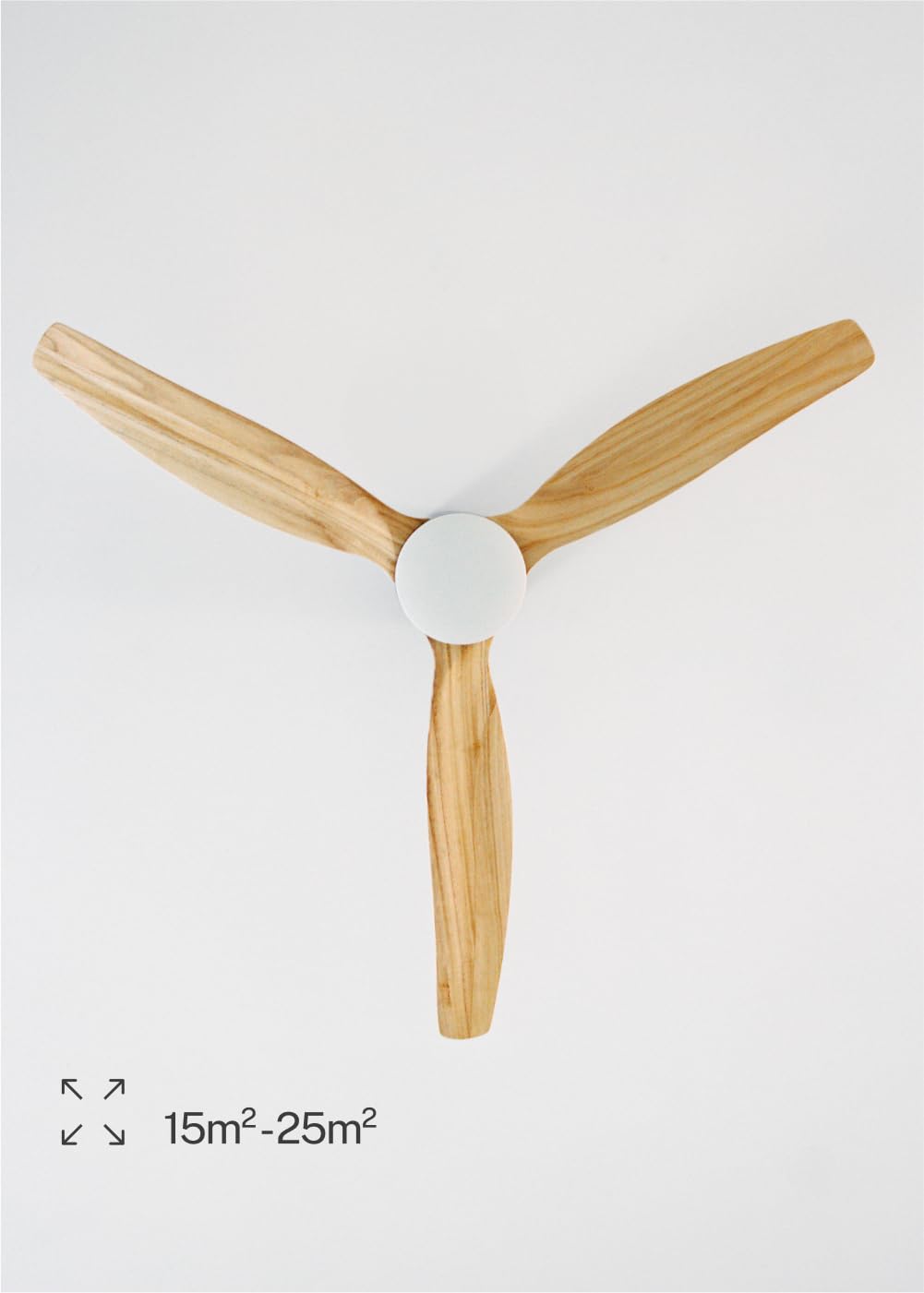 CREATE/WINDCALM/Ventilador de techo ABS con luz blanco aspas efecto madera clara y mando / 40W, Silencioso, Ø132 cm, 6 velocidades, 3 temperaturas de luz, temporizador, función verano-invierno