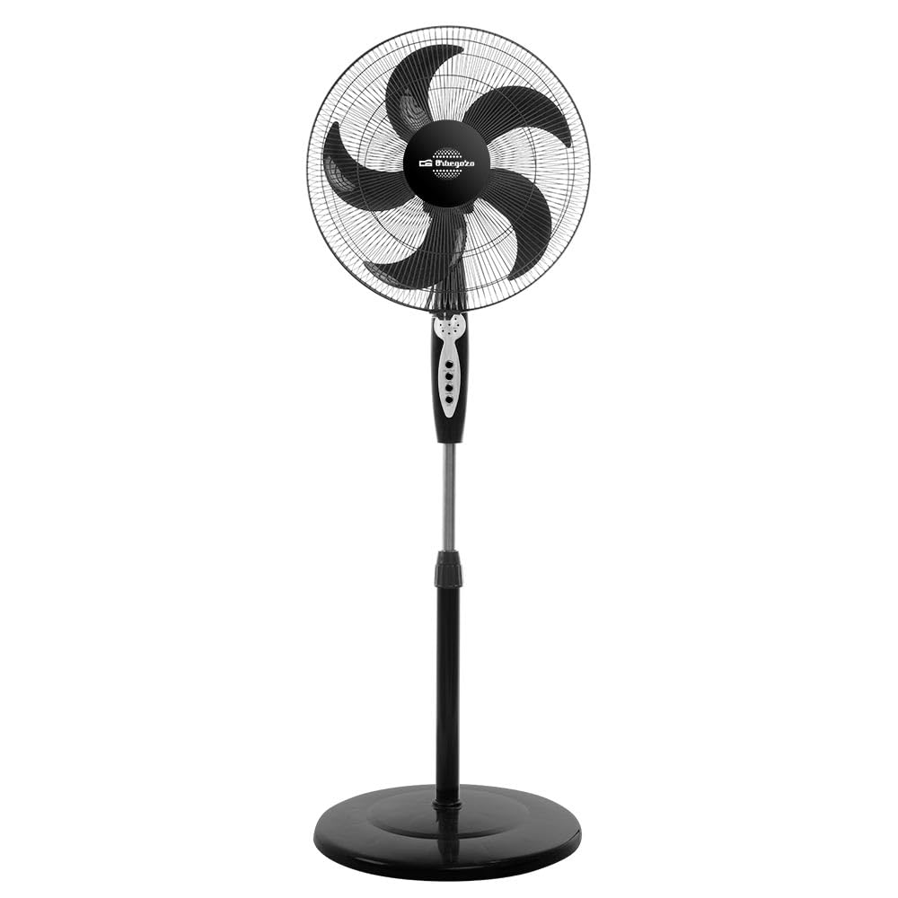 Orbegozo SF 0249 Ventilador de pie, mando a Distancia, temporizador de hasta 6 horas, función oscilante, cabezal inclinable, silencioso, 5 aspas, 60 W, 3 velocidades