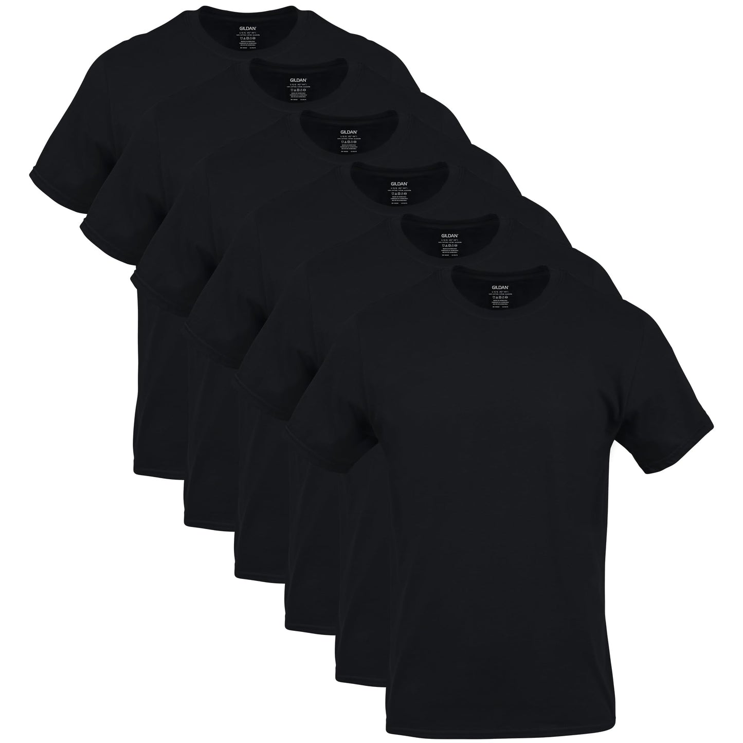 Gildan - Camiseta para Hombre, Estilo G1100 (Paquete de Varias Unidades), Negro (6 Unidades), X-Large