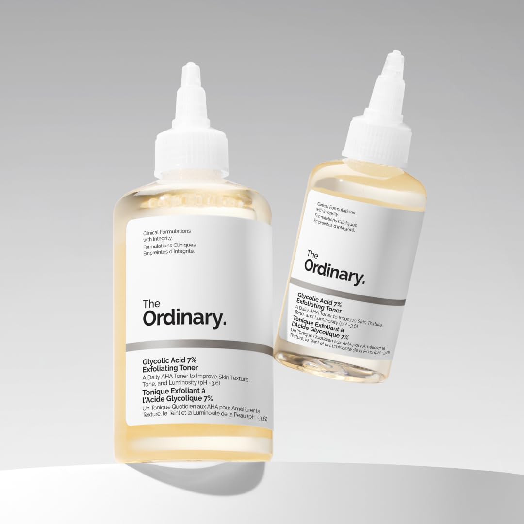 The Ordinary Glycolic Acid 7% Exfoliating Toner, Tónico Exfoliante con Ácido Glicólico, Tónico diario iluminador y suavizante para un tono de piel más uniforme, 240 ml