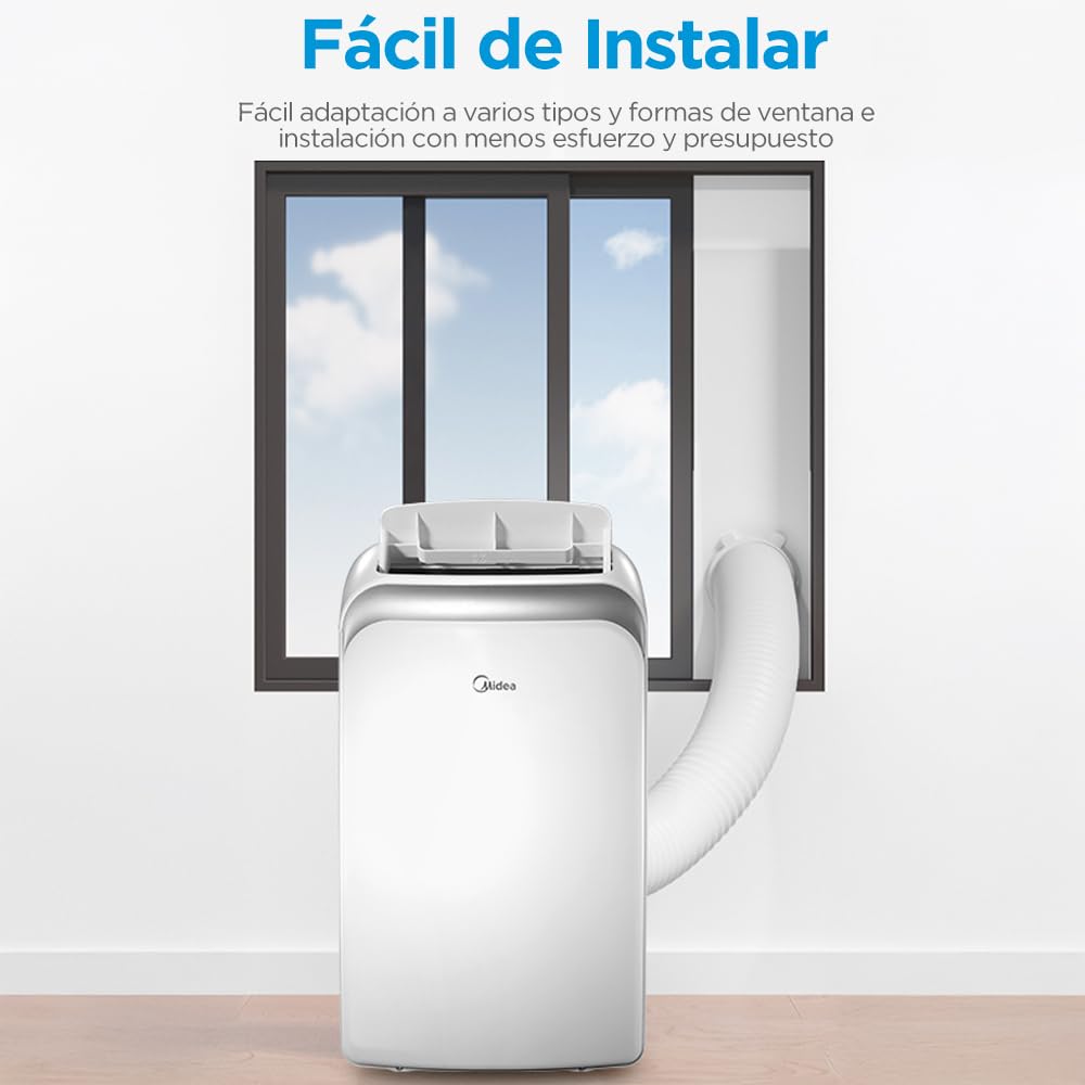 MIDEA Pingüino Aire Acondicionado Portátil Frío y Calor 3000 Frigorías / 12000 BTU - Climatizador silencioso con bomba 3500 W Air conditioner 4 modalidades con kit de ventana y control remoto